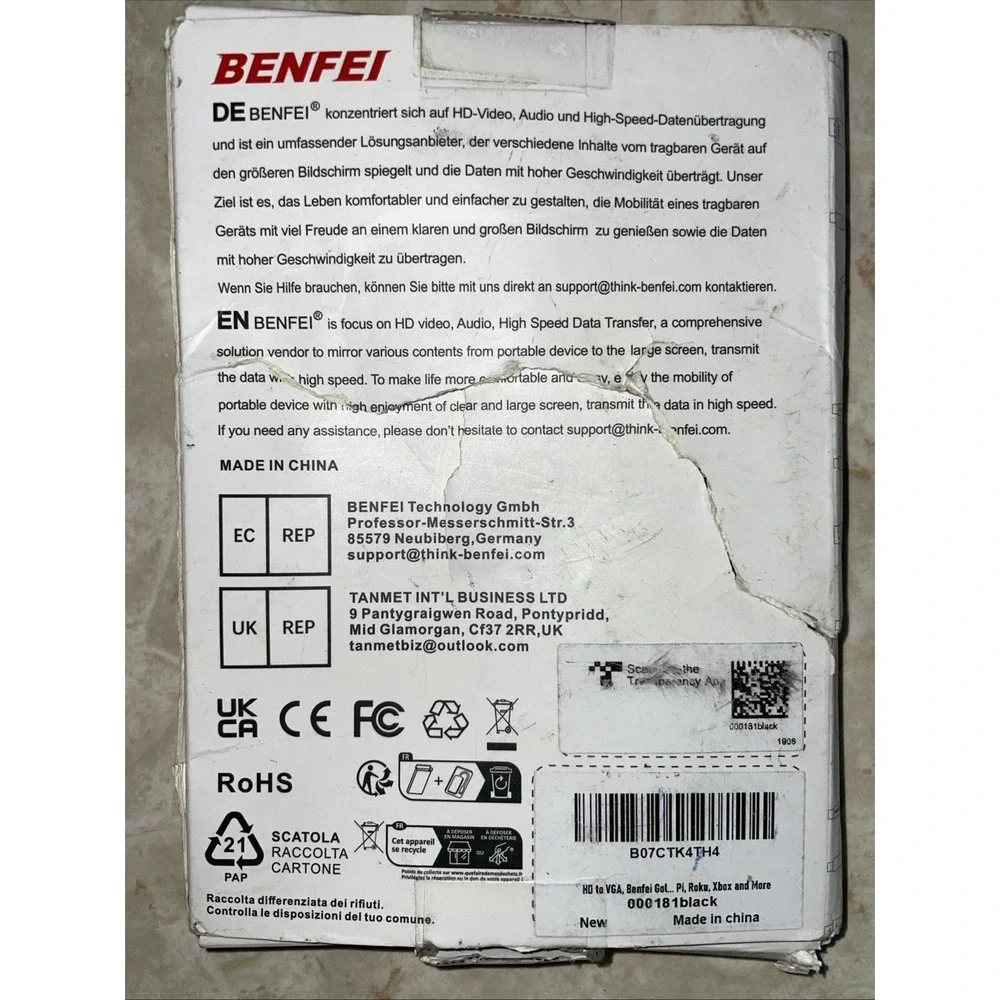 Benfei Cable NEW HD Video Audio High Speed Data‎ Transfer